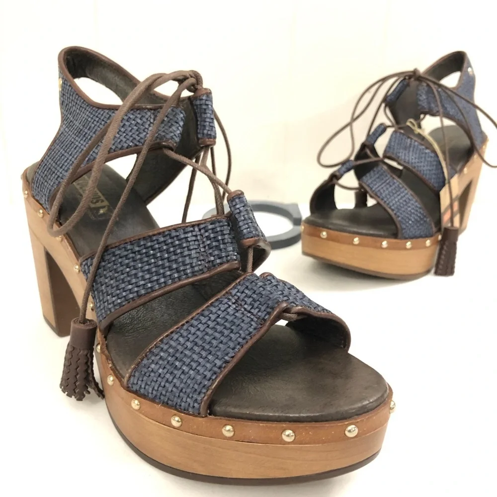 PIKOLINOS Sz 42 Blue Leather Platform Sandals - Olmo - Picture 3 of 13